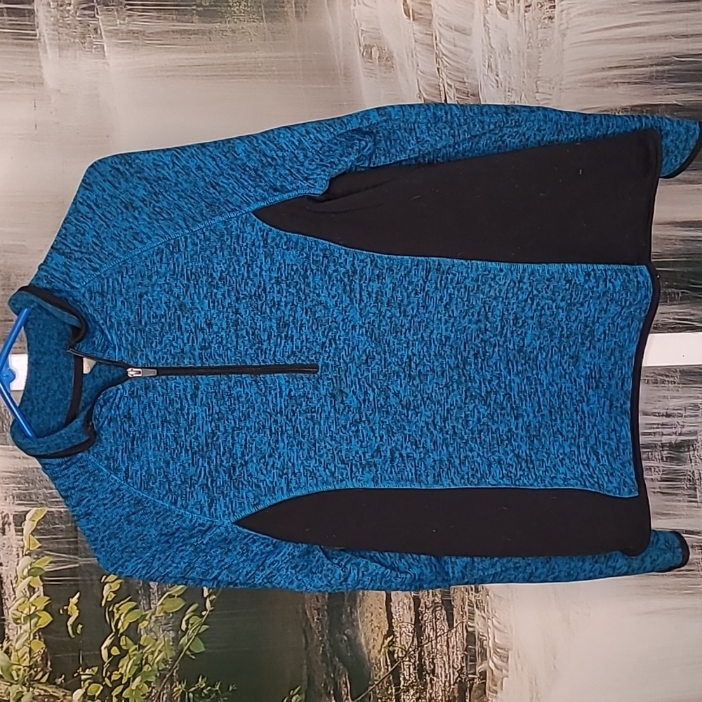 Exertek Womens Large long sleeve blue black pull over athletic sweatshirt